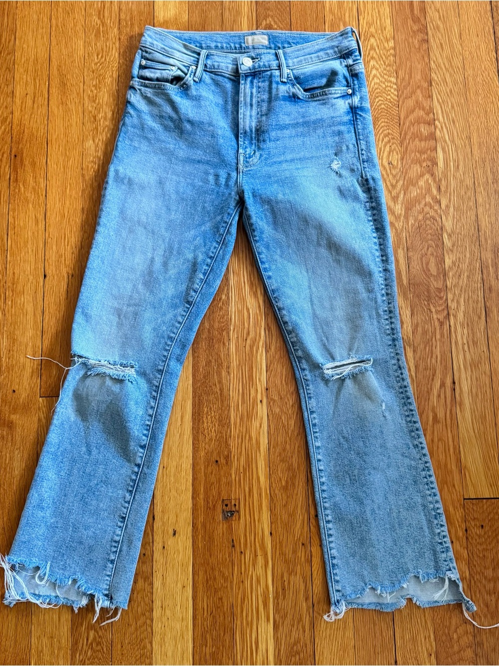 MOTHER The Insider Crop Step Chew Jeans Drinking by the Pool Wash | Raw Hem 28